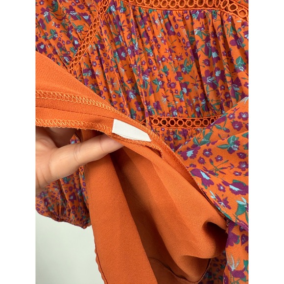 Rebecca Minkoff Caden Printed Floral Long‎ Sleeve Tiered Ruffle Boho Dress Sz L - Picture 8 of 10